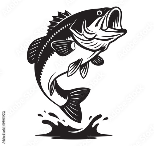 A large fish jumping out of water with a big splash  dynamic aquatic scene