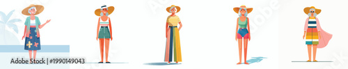 vector of a grandma standing in summer clothes
