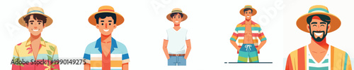 half body vector of a man standing in summer clothes