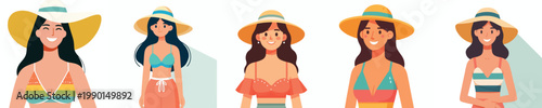 half body vector of a woman standing in summer clothes