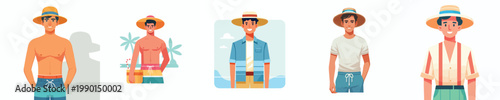 half body vector of a man standing in summer clothes