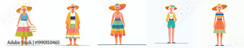 vector of a grandma standing in summer clothes