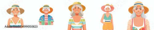 half body vector of a grandma standing in summer clothes