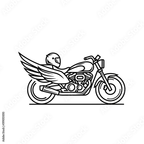 Foto Winged Motorcycle Silhouette Icon