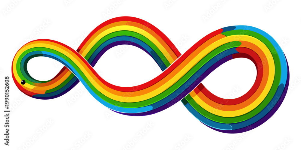 Obraz premium Rainbow infinity snake character with cute eye illustration