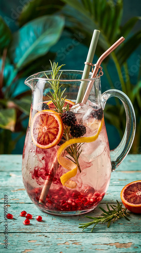 Fruit infused detox water pitcher healthy summer drink