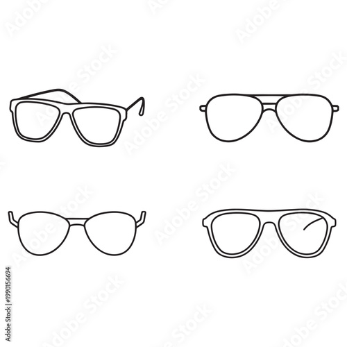 Four different styles of eyeglasses for vision correction and fashion  various shapes and designs of glasses frames for men and women  eyewear for daily use and protection
