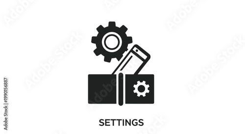Smartphone settings icon with gears and toolbox, representing configuration and customization options