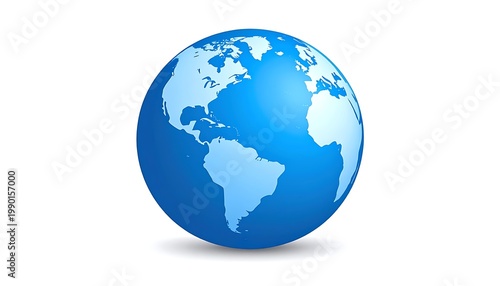 A blue globe showing Americas on white background