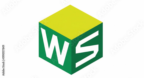 Web browser cube icon with green and yellow 3D facets and bold white letter logo for technology branding