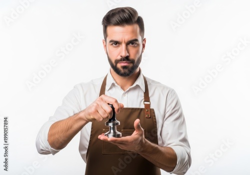 Chef demonstrating a gesture with thumbs up and fingers crossed in front of his chest