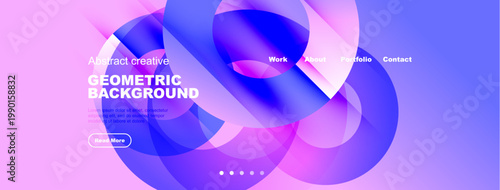 Фотография Abstract geometric background features vibrant pink, blue hues