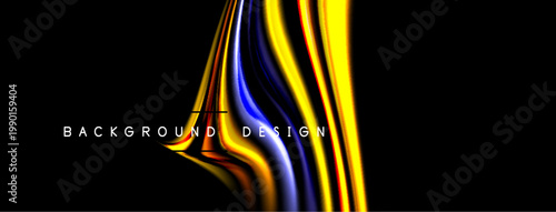 Abstract colorful lines flow, creating dynamic visual effect. Dark background emphasizes vibrant hues, modern design element.