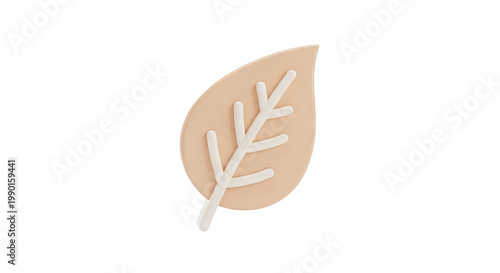 3D Icon of a Stylized Leaf