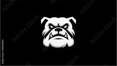 Bulldog Mascot Logo with Strong Jaw and Bold Outline for Team Branding