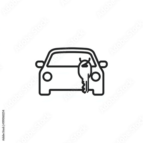 Car and key icon for vehicle rental and automobile.