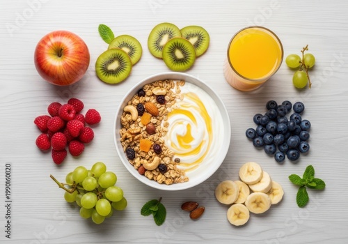 Nutritious ingredients for a healthy breakfast bowl