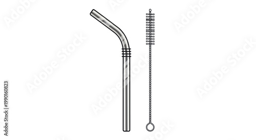 Reusable Stainless Steel Straw and Cleaning Brush Set