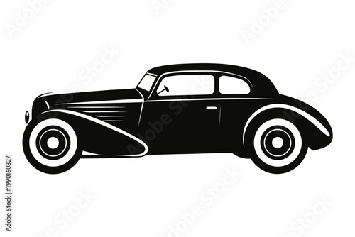 retro car vector illustration, American vintage car silhouette vector, American vintage car icon vector
