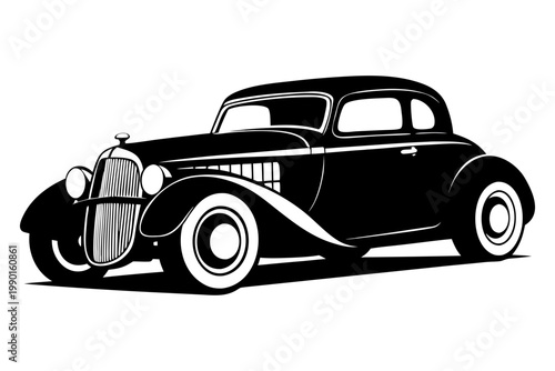 retro car vector illustration, American vintage car silhouette vector, American vintage car icon vector