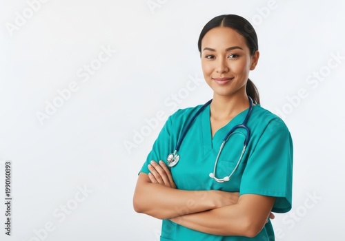 Professional nurse standing confidently with arms crossed