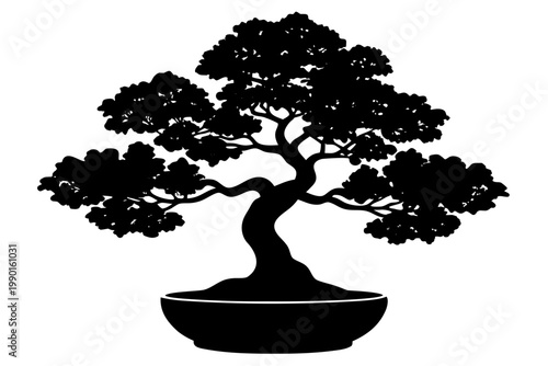 bonsai tree vector,  bonsai tree silhouette vector, bonsai icon black symbol
