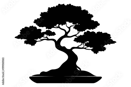 bonsai tree vector,  bonsai tree silhouette vector, bonsai icon black symbol
