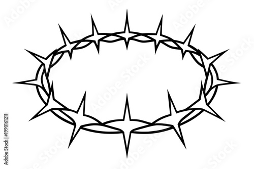 Crown of thorns vector illustration, Circle of thorns icon, Crown of thorns black symbol