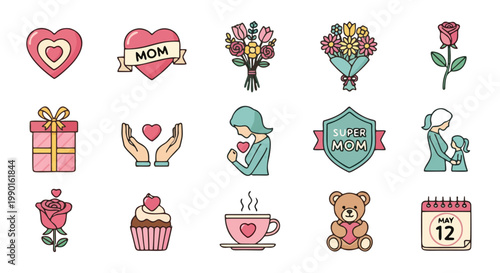 A delightful collection of charming illustrations celebrating the joy and warmth of mother's day, perfect for heartfelt greetings and special tributes to maternal love