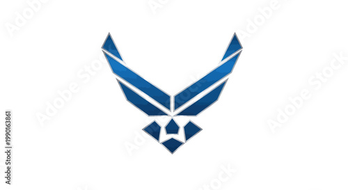 Modern Blue USAF Emblem - Abstract Geometric Design on White Background