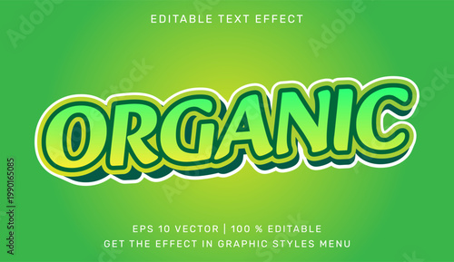 A vibrant green background with the word 'ORGANIC' in large, editable text effect