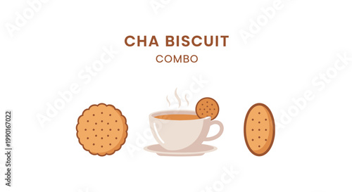 Cha biscuit combo a delightful illustration of tea and cookies
