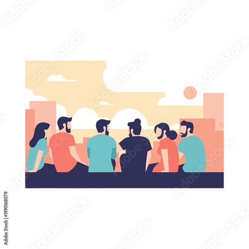 Group of friends sitting together outdoors.