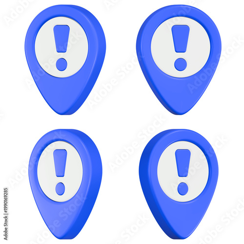 point alert icon 3d render blue color