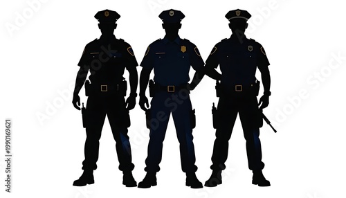 Silhouettes of three police officers in uniform