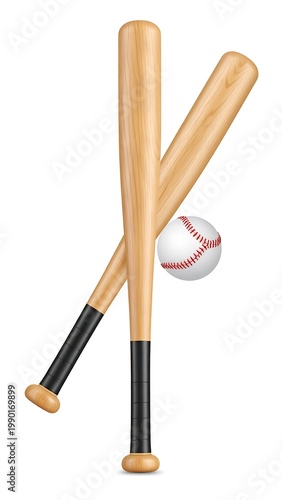 Two baseball bats and ball
