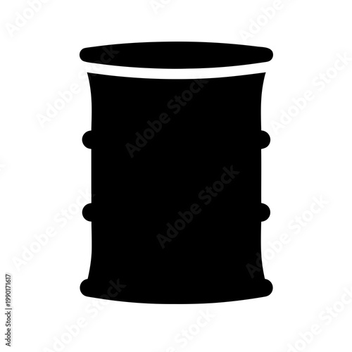 Black oil drum, barrel icon, industrial symbol, vector graphic