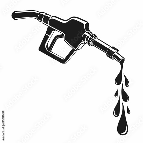Gas pump nozzle, fuel nozzle icon, gasoline pump handle, oil drop symbol