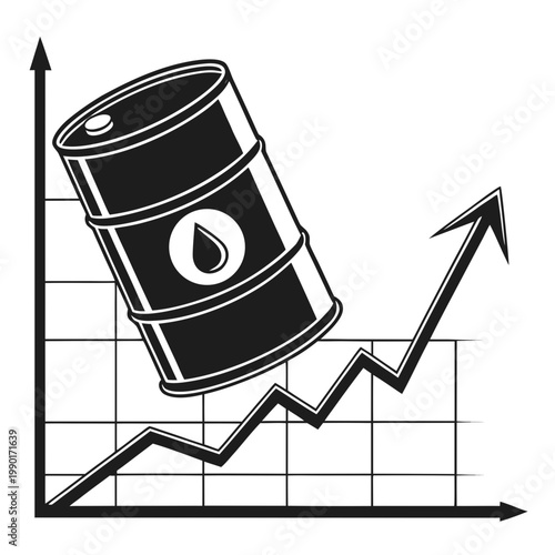 Oil barrel, rising graph, financial growth, energy stock market