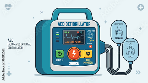 Automated External Defibrillator (AED) for Emergency Medical Response and Cardiac Arrest Aid