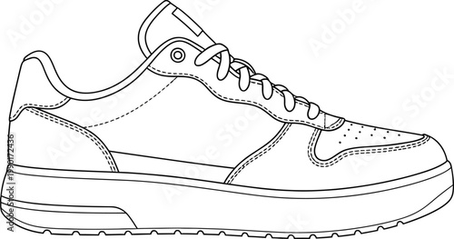 Casual Low Top Sneaker Shoe Outline.