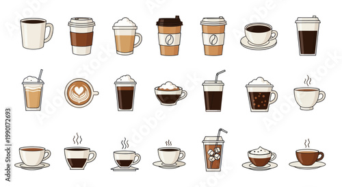 Coffee Drink Collection Icons Set