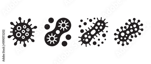 Virus and bacteria icons Set. for biological research and healthcare infographics.