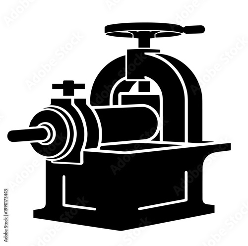 Heavy Duty Rolling Mill Machine Vector Illustration Industrial Metal Press Silhouette Icon for Steel Manufacturing and Engineering Production Design Flat Minimalist Logo