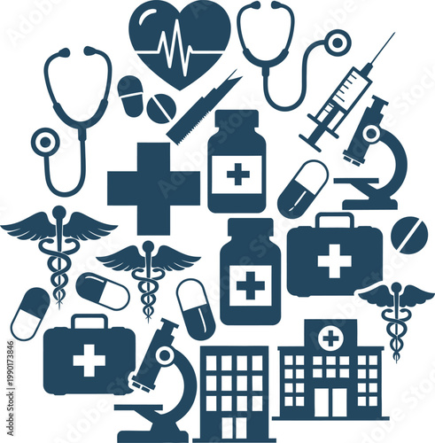 Medical Healthcare Icons Collection Vector Symbols.