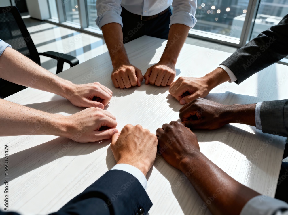 Obraz premium unified circle of diverse hands-standard high resolution background with modern clean composition, professional lighting and versatile usage for web design, branding, marketing visuals and digital co