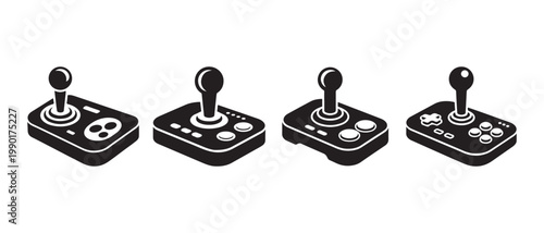 Modern Gaming Joysticks Collection. on White Background, Isometric View.