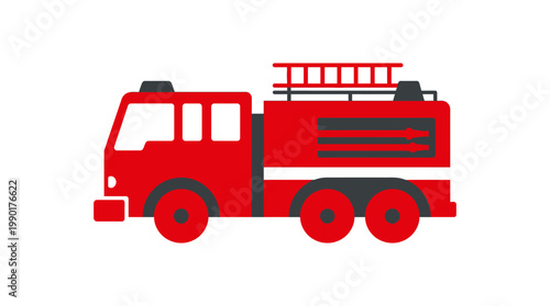 Red Fire Truck Illustration For Emergency Response and Firefighting.