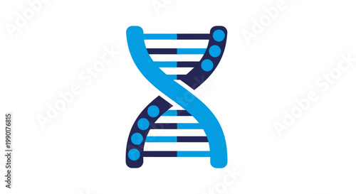 Modern DNA Double Helix Illustration in Blue.