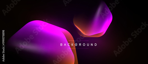 Abstract shapes blend vibrant colors against dark backdrop. Gradient hues create dynamic visual effect. Modern design element.